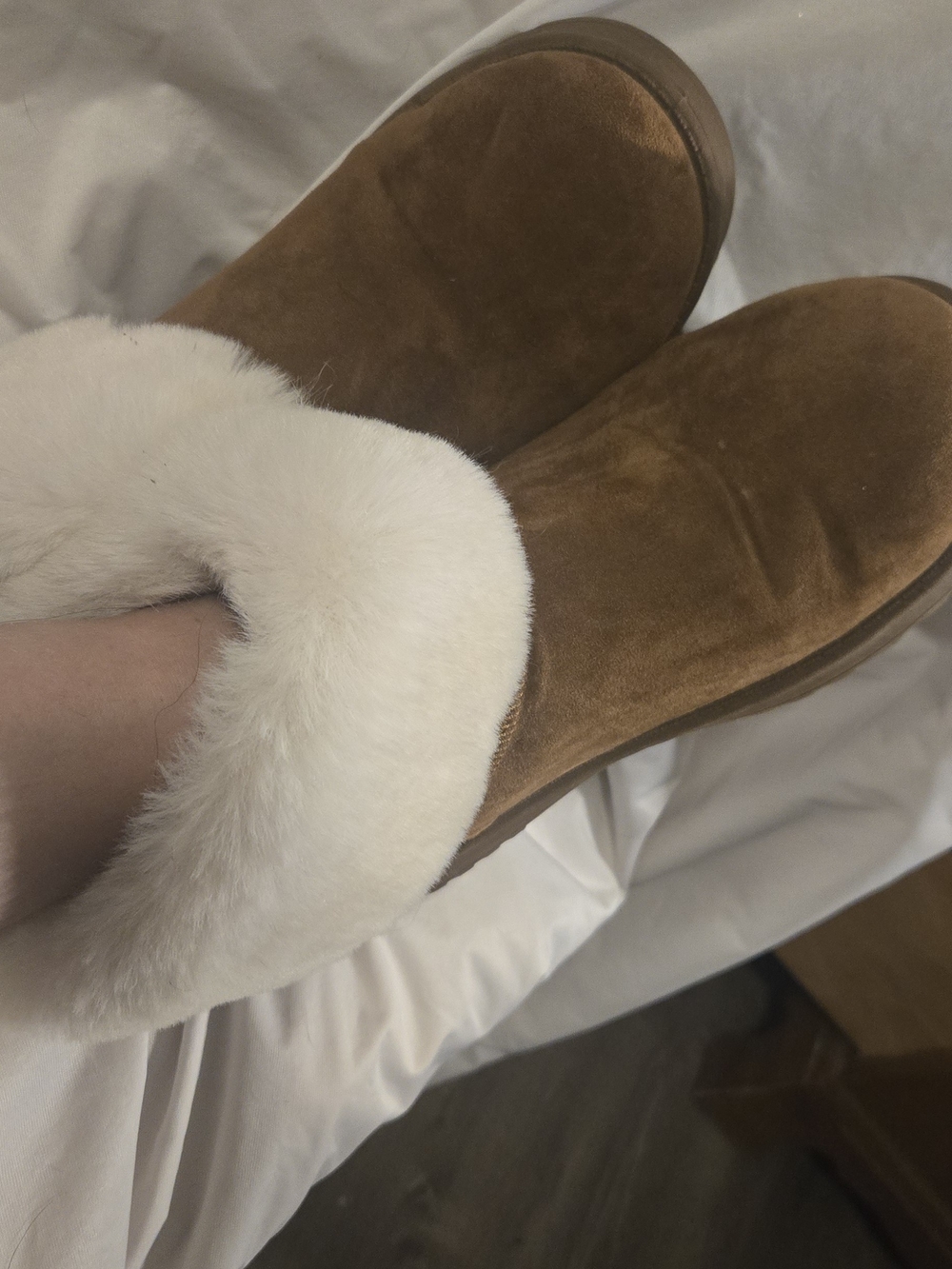 Cliffs by WHITE MOUNTAIN Chestnut Suede Slip-On Shearling Cuff Slippers